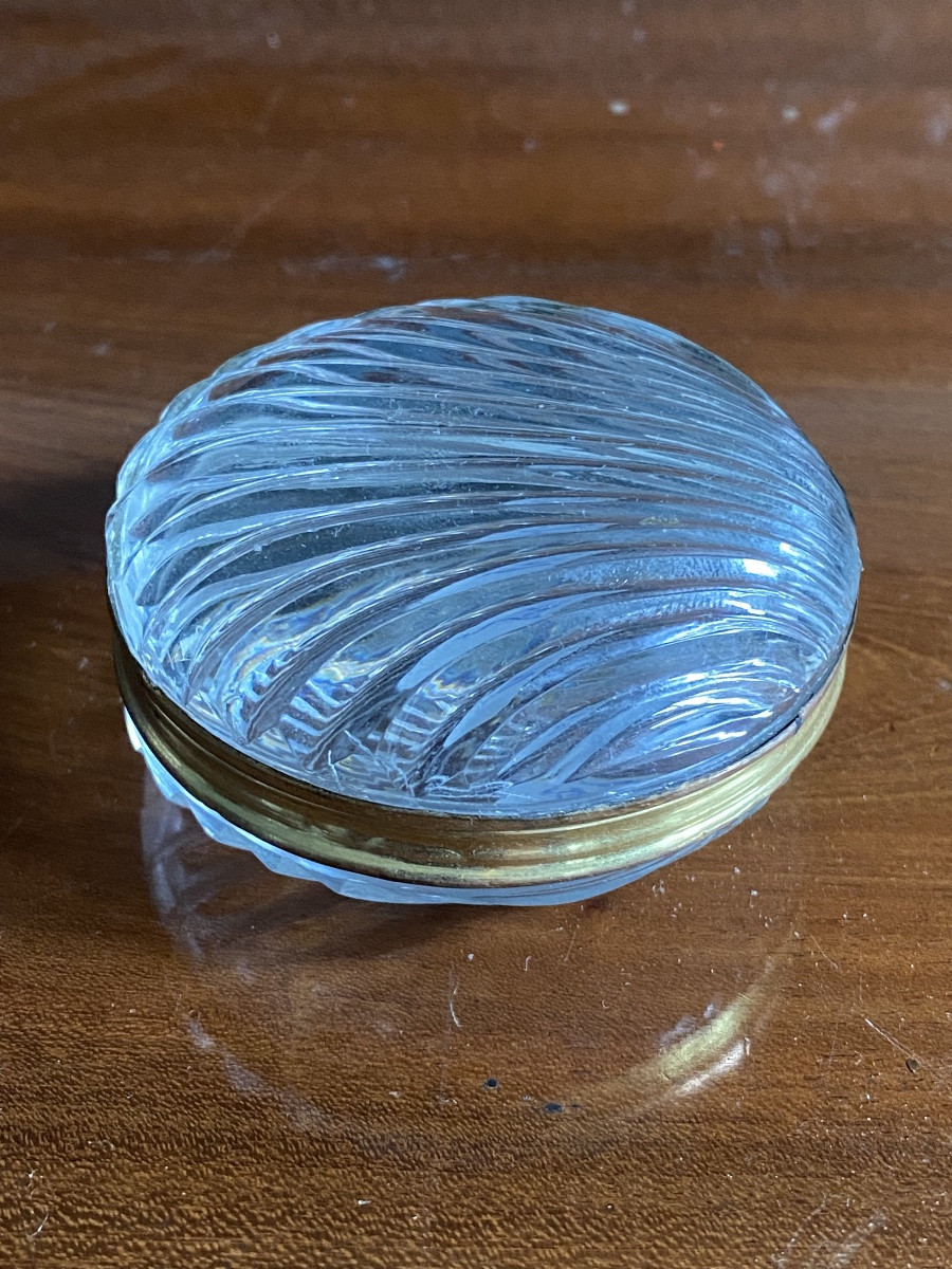 Boîte à mouche en cristal taillé en forme de coquille St Jacques XIXeme époque Charles X.-photo-4