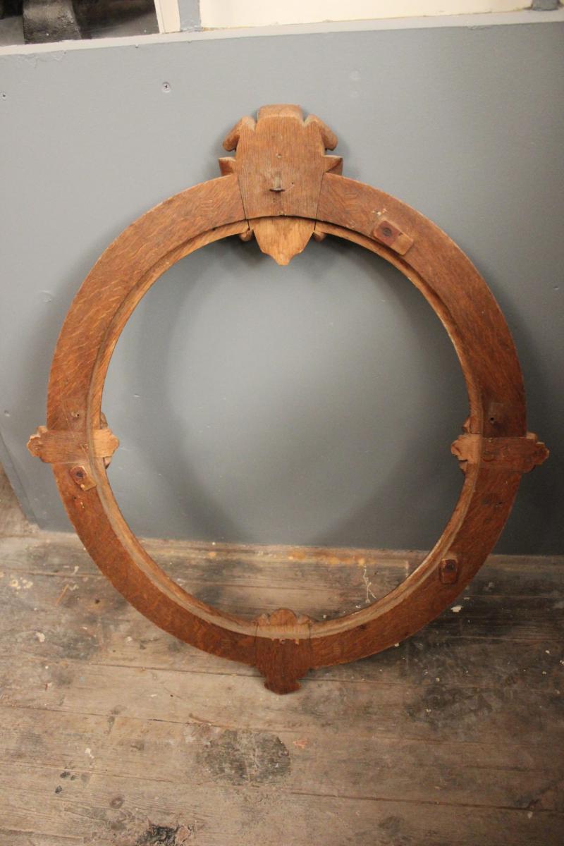 Oval Natural Carved Wooden Frame For 19th Century Weapons-photo-1