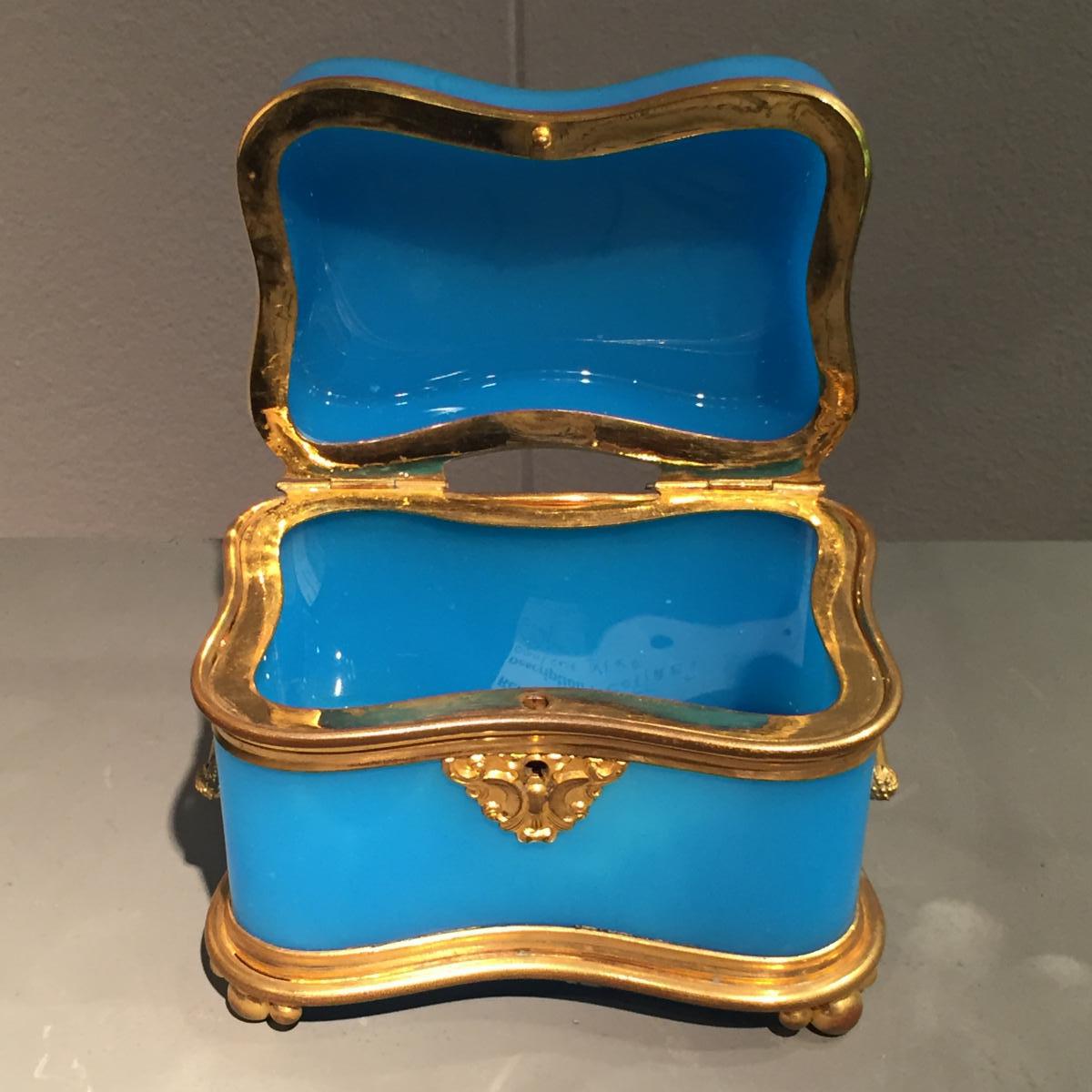 Coffret Opaline Bleu Milieu XIXeme époque Napoleon III.-photo-4