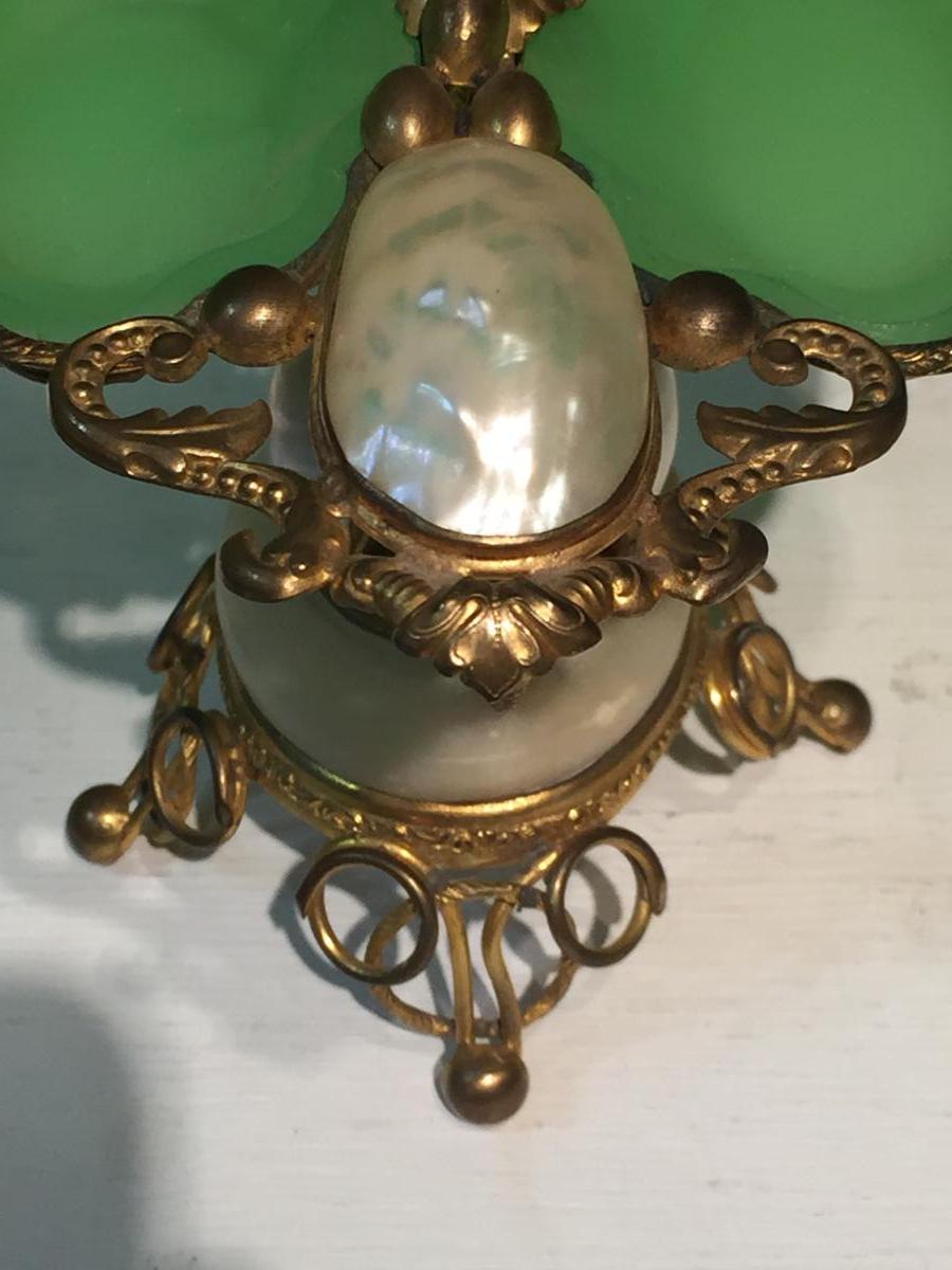 Rare Baguier Opaline Green XIXth Napoleon III.-photo-6