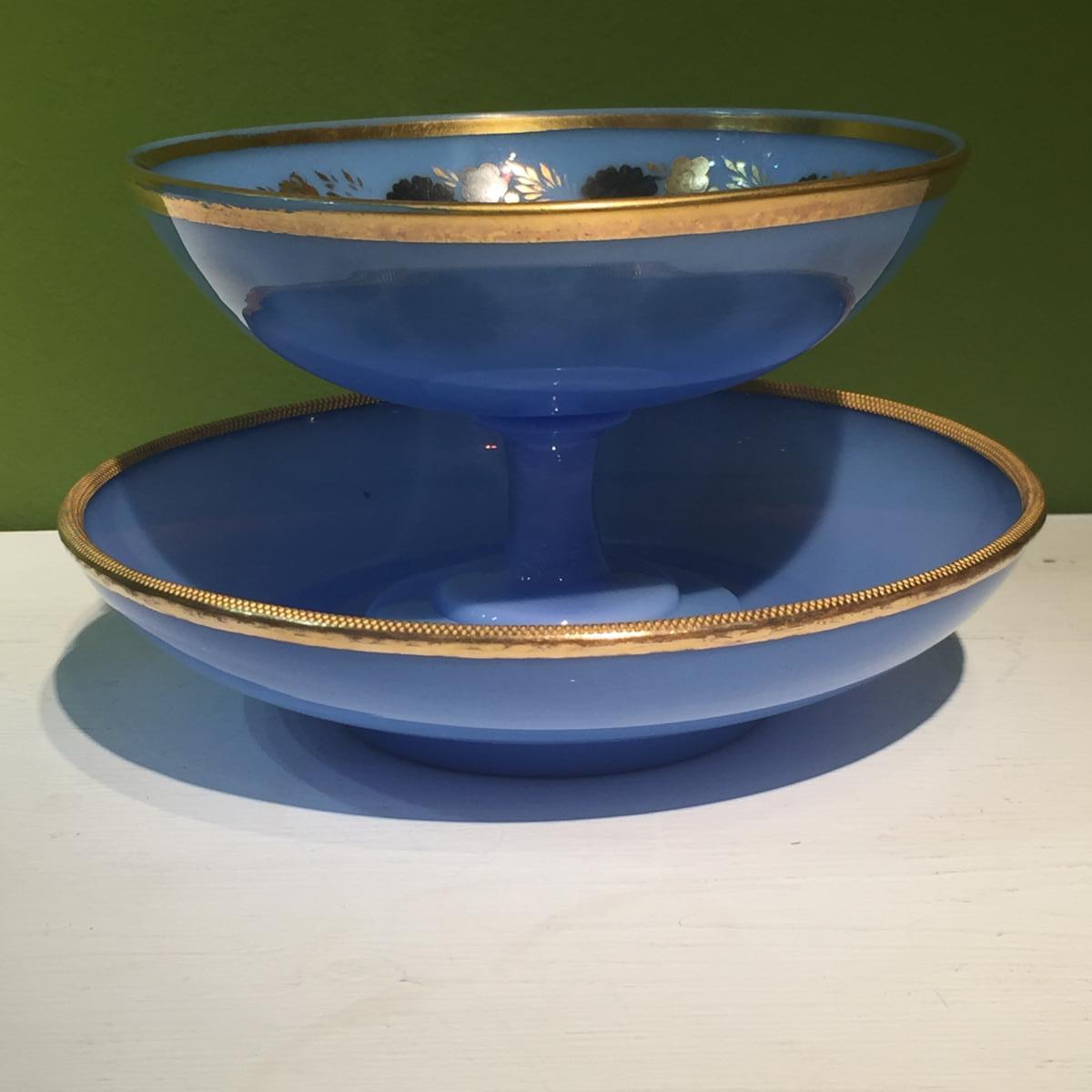 Cup And His Saucer Drageoir Opaline Blue XIXth Charles X.-photo-4