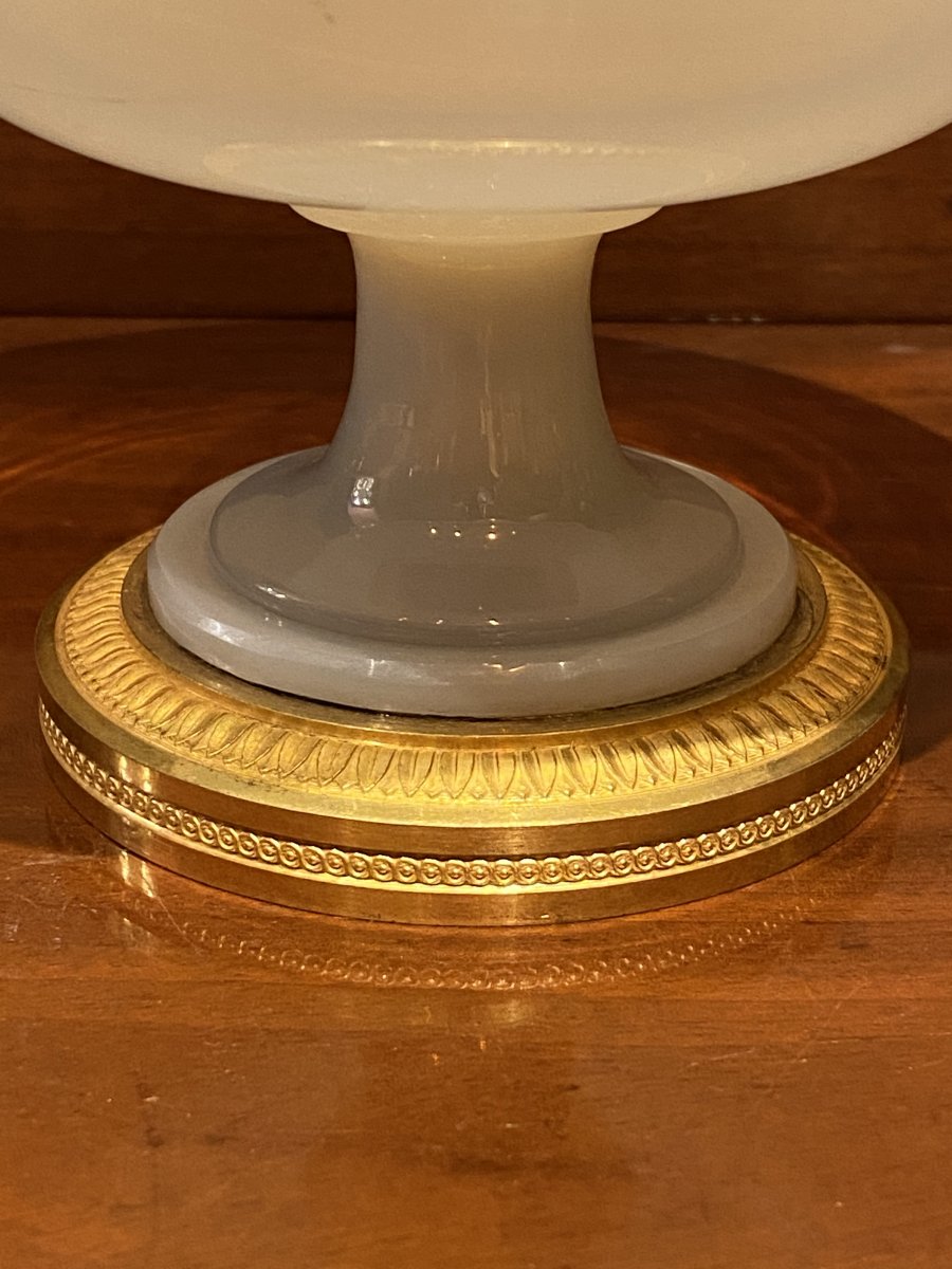 Importante Coupe Baguier En Opaline Savonneuse Et Bronze XIXeme époque Charles X.-photo-4