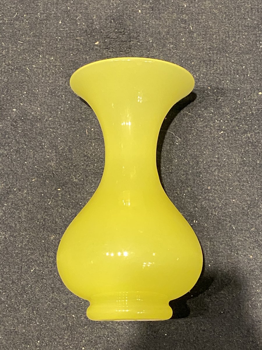 Rare Vase En Opaline Jaune Forme Balustre Milieu XIXeme époque Napoléon III.-photo-2