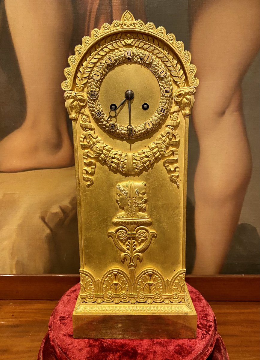 77 / 5000 Résultats De Traduction Pendulum Borne In Bronze Profile Of The God Janus Early XIXth-photo-2