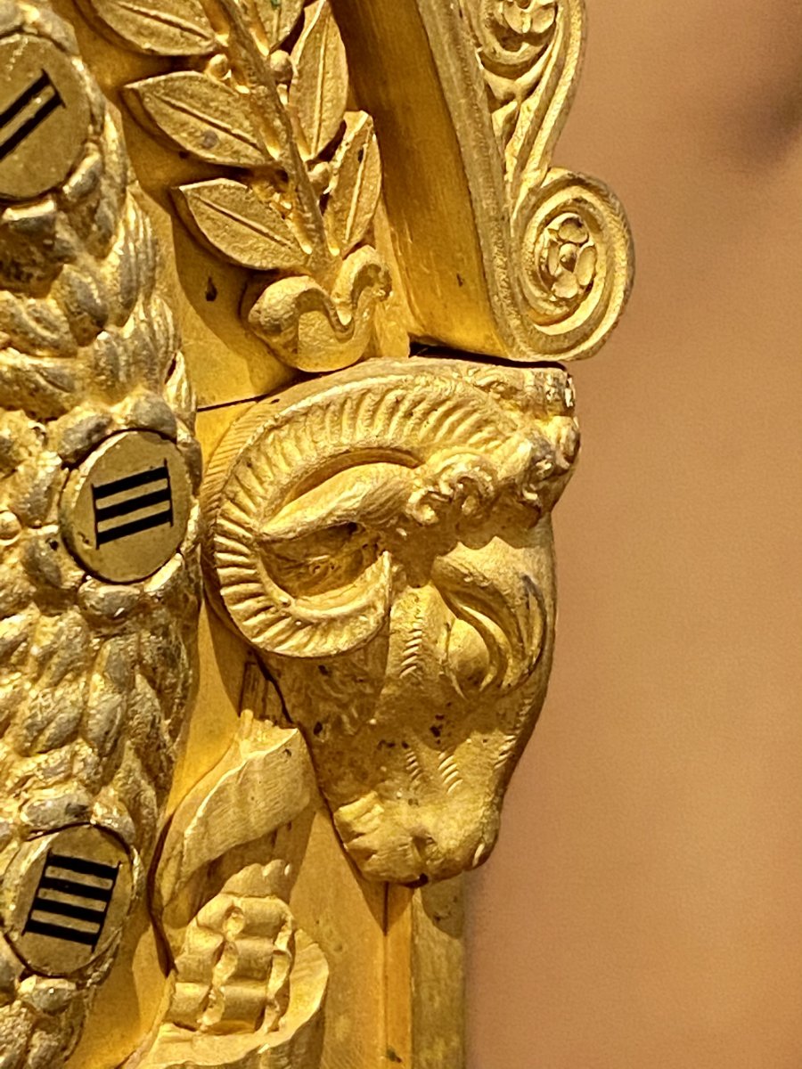 77 / 5000 Résultats De Traduction Pendulum Borne In Bronze Profile Of The God Janus Early XIXth-photo-3