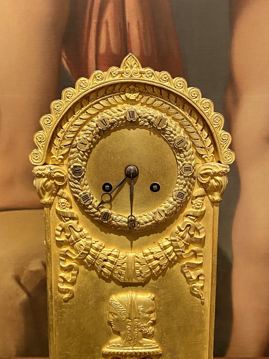 77 / 5000 Résultats De Traduction Pendulum Borne In Bronze Profile Of The God Janus Early XIXth-photo-6