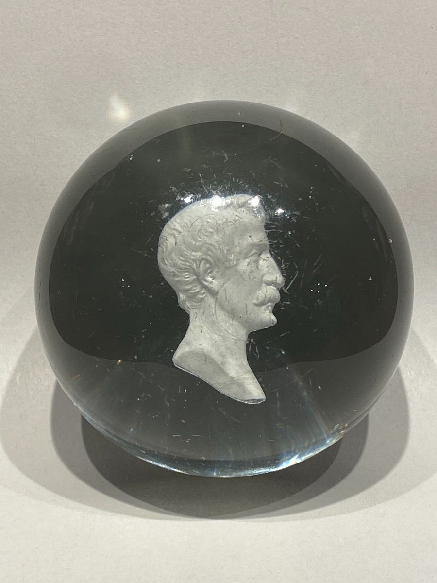 Paperweight Or Sulfide Cristallo Cerame Profile Of Napoleon III Manufacture Of Clichy Nineteenth.-photo-4