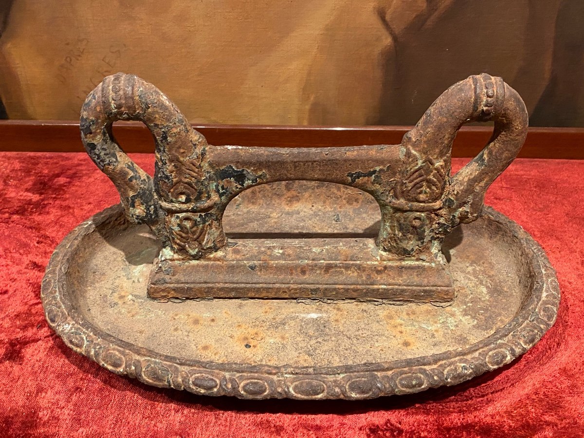 Boots Scraper In Cast Iron Painted XIXth Charles X Period.-photo-2