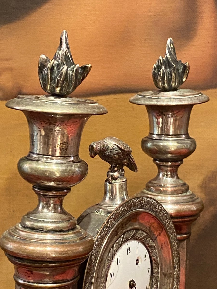 Rare Watch Holder - Pendulum In Silver Stamped Metal XIXth Charles X Period.-photo-4