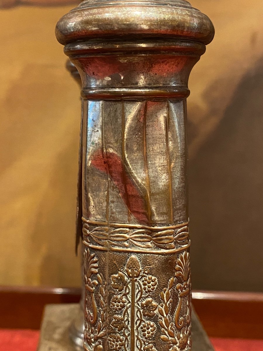 Rare Watch Holder - Pendulum In Silver Stamped Metal XIXth Charles X Period.-photo-5
