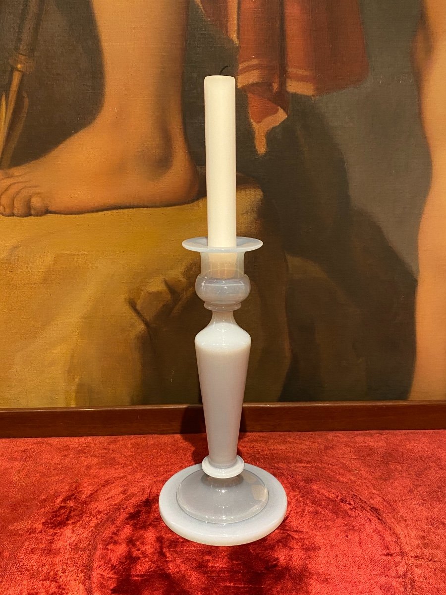 Candlestick In Soapy Opaline Or Soap Bubble XIXth Charles X Period.-photo-2