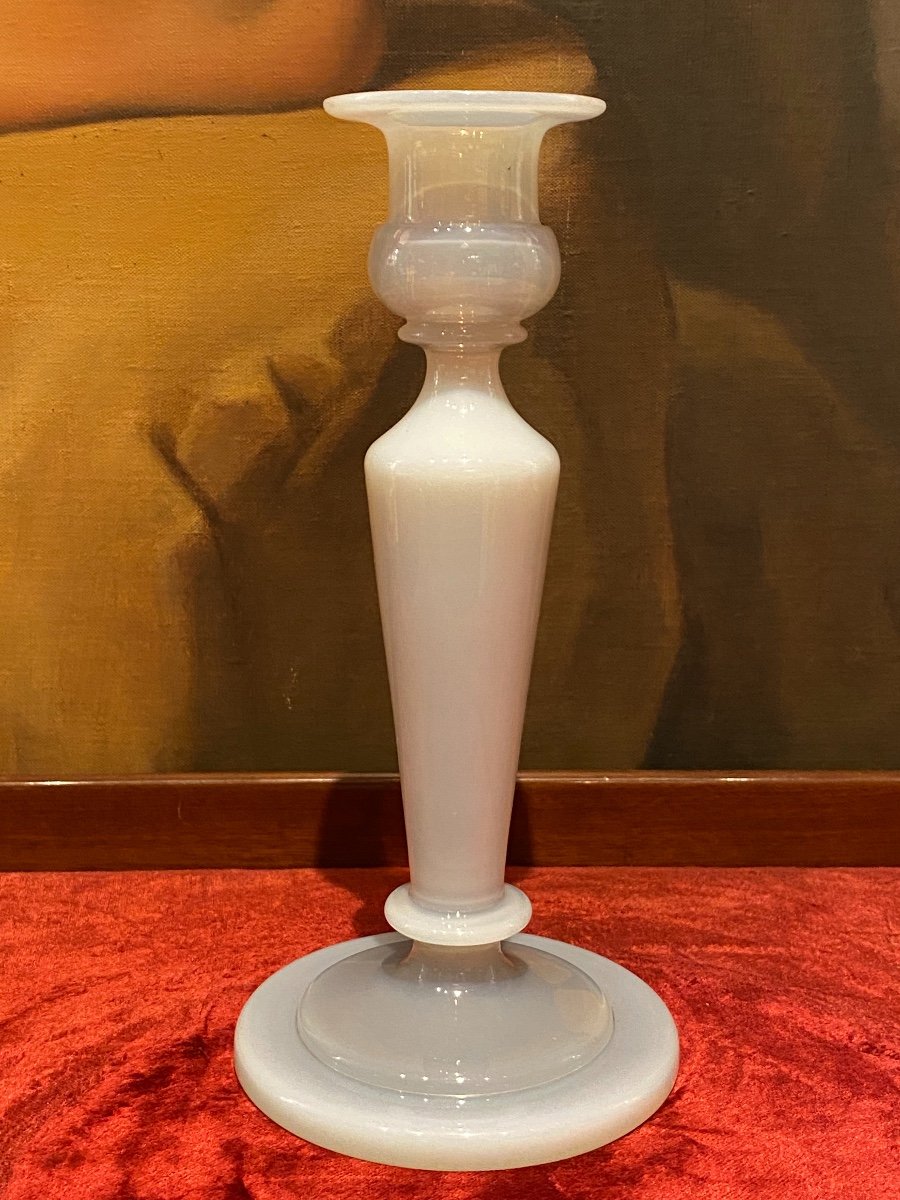 Candlestick In Soapy Opaline Or Soap Bubble XIXth Charles X Period.-photo-5