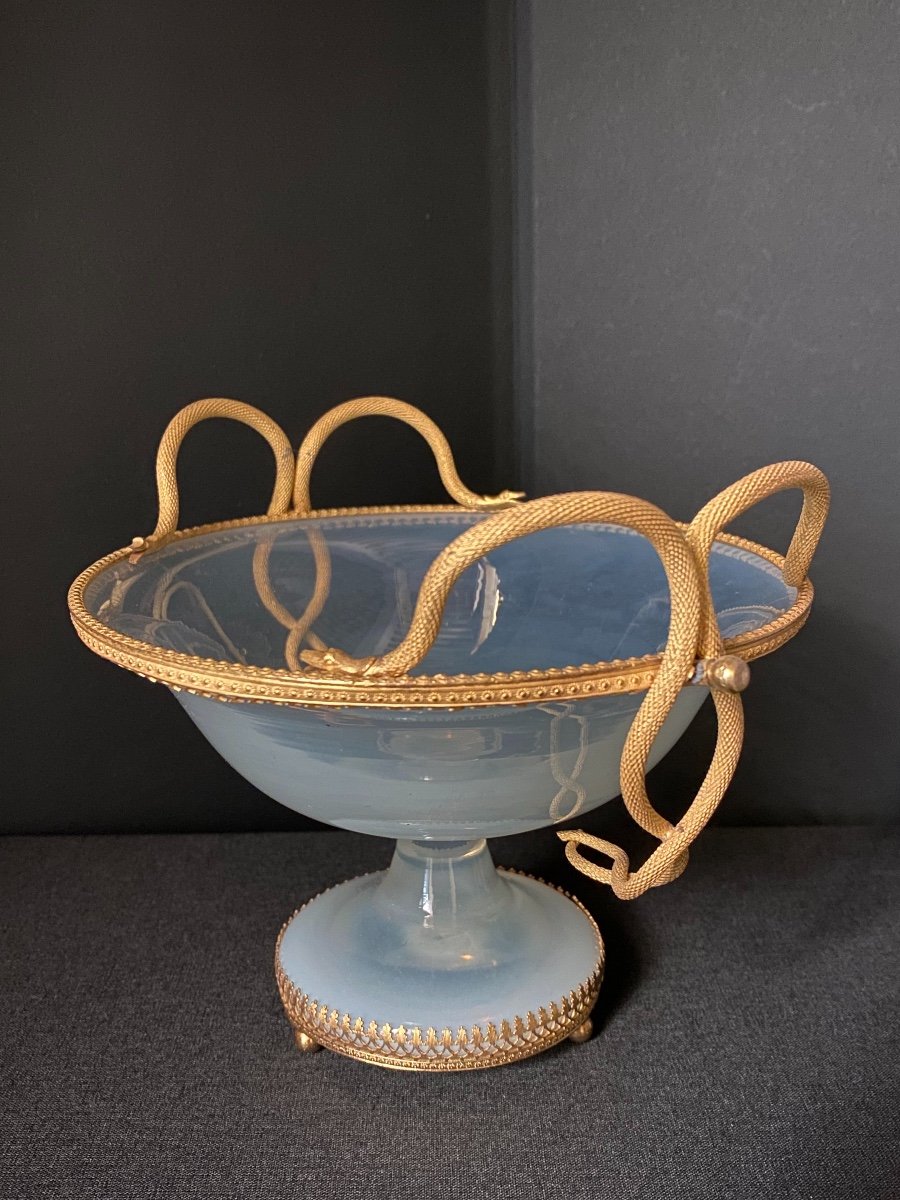 Rare Baguier Cup In Soapy Opaline Mounted Bronze XIXth Charles X Period.