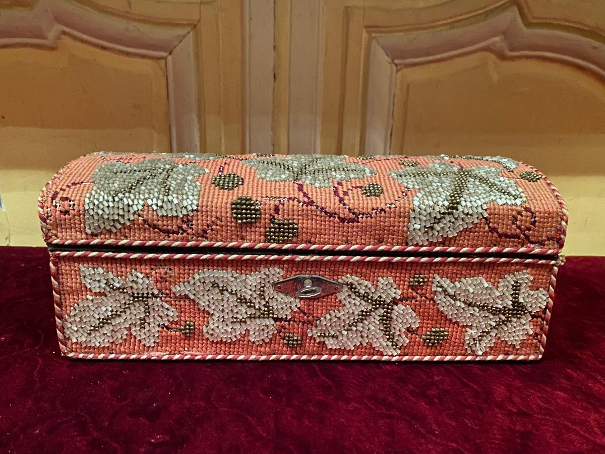 Box Or Glove Box Work Of Small Dots And Beads XIXth Napoleon III Period.-photo-2