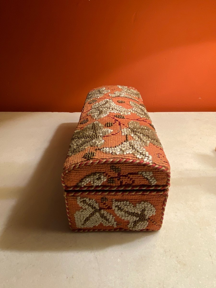 Box Or Glove Box Work Of Small Dots And Beads XIXth Napoleon III Period.-photo-3