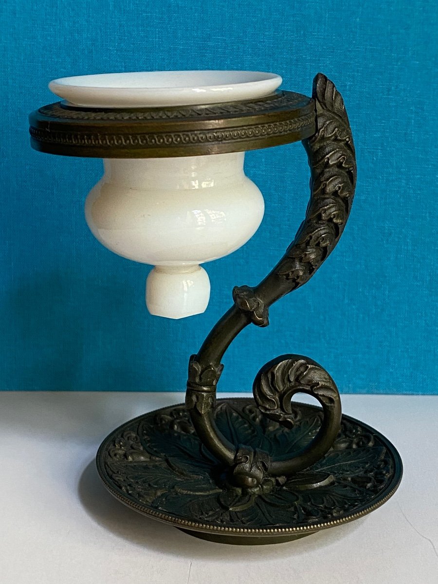 Collection Of Two Neoclassical Night Lights In Chiselled Bronze Patinated XIXth Charles X Period.-photo-4