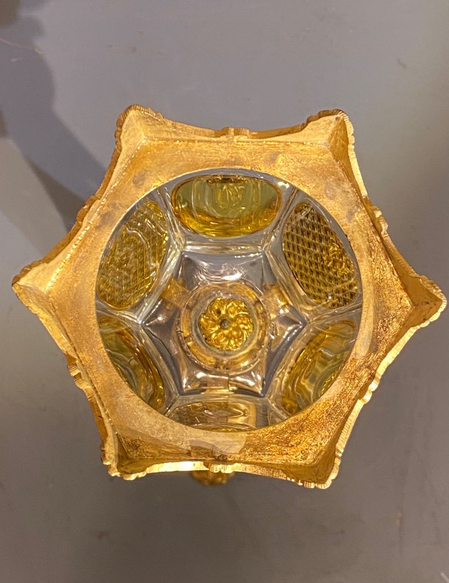 Important And Rare Perfume Burner In Gilt Bronze Marble And Bicolor Crystal XIXth Circa 1830.-photo-4