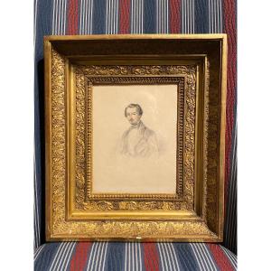 Drawing Portrait Of A Man Framed XIXth Louis Phillipe Period.