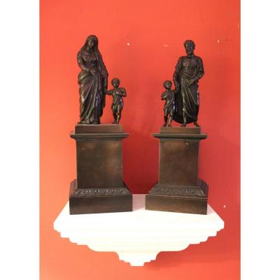 Pair Of Bronze Religious Character. Charles X