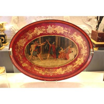 Painted Tole Tray. XIXth Century