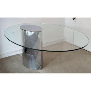 Cini Boeri Table With Glass Top, Lunario Model For Knoll
