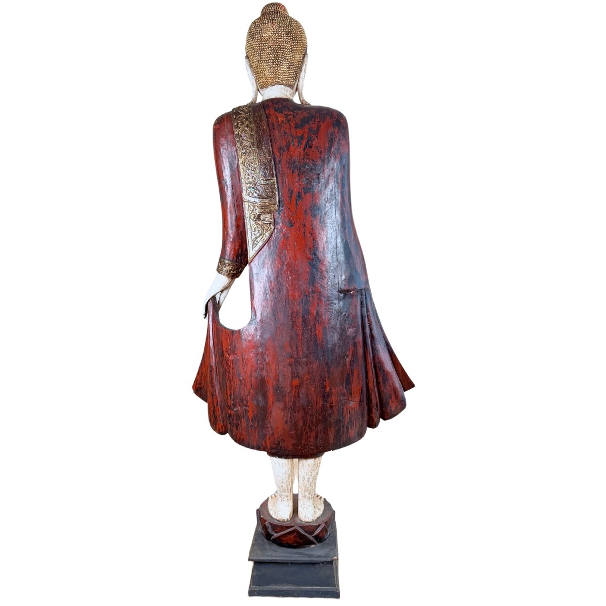 Burmese Buddha In The Mandalay Tradition – Lacquered Teak With Mirror Inlays, 19th Century-photo-1