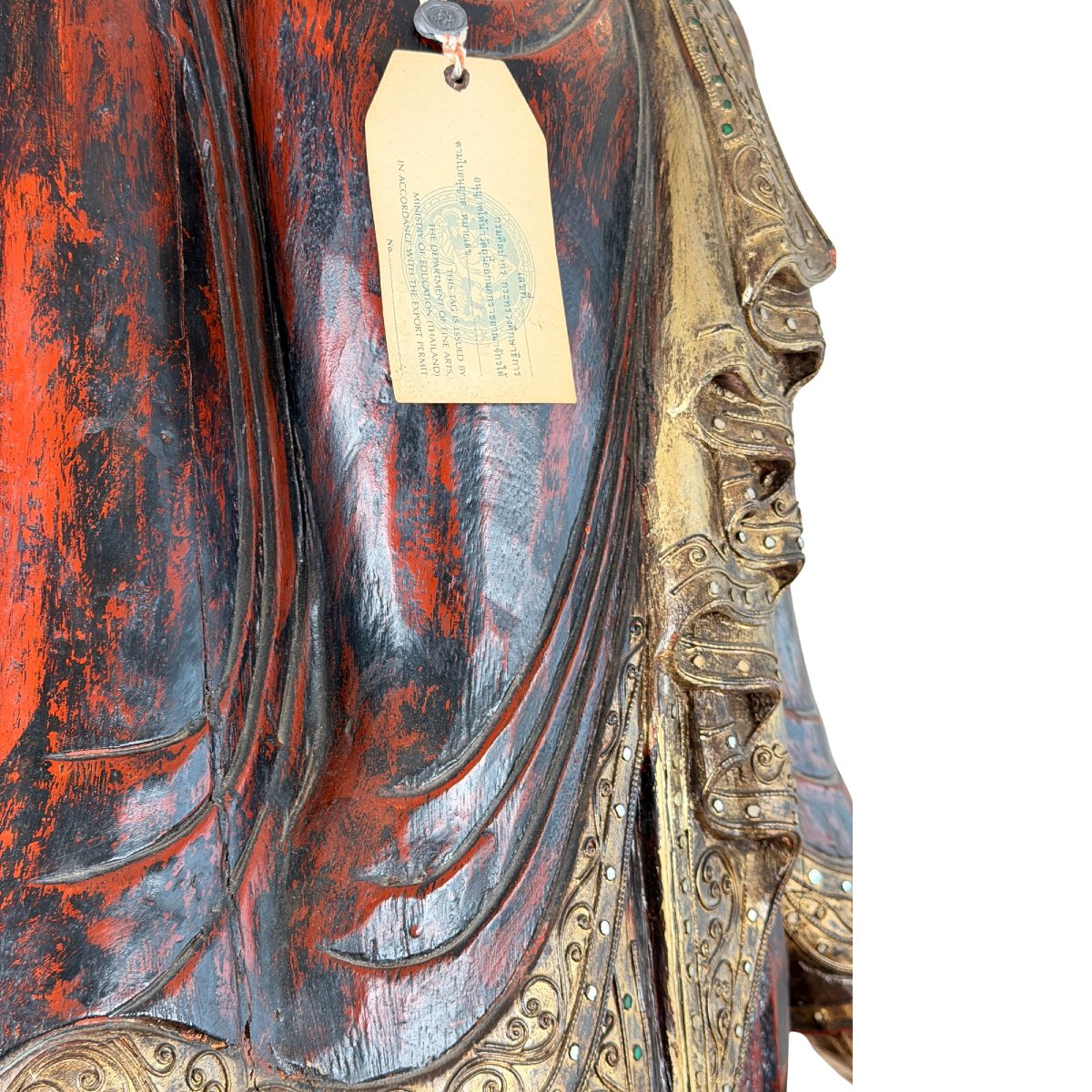 Burmese Buddha In The Mandalay Tradition – Lacquered Teak With Mirror Inlays, 19th Century-photo-6