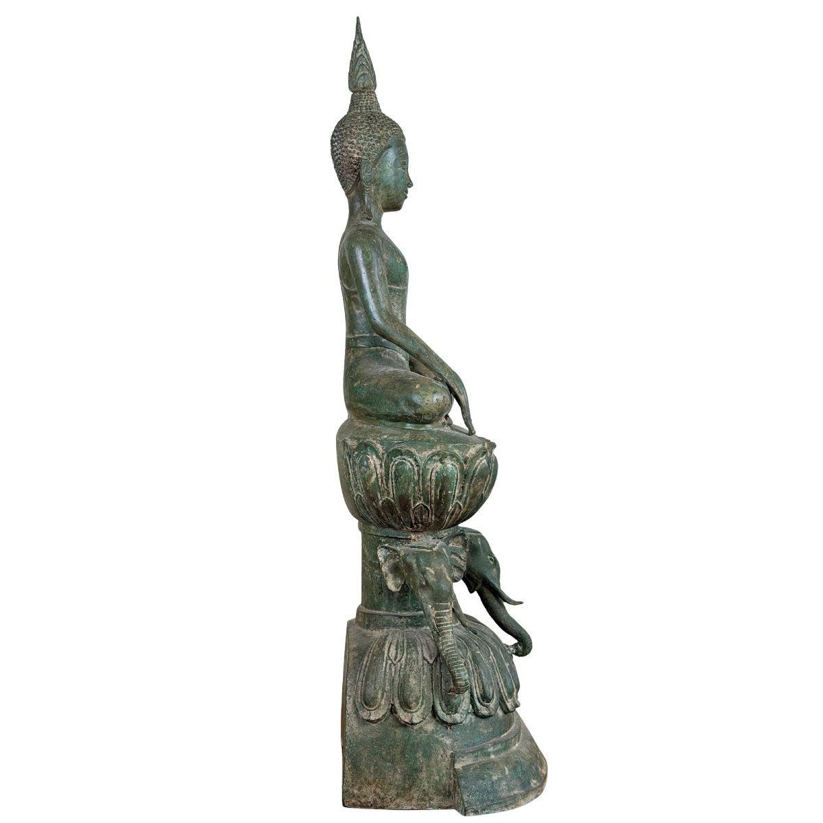 Burmese Shakyamuni Buddha In Bronze On A Throne With Elephants – Shan Tradition, 19th Century-photo-4