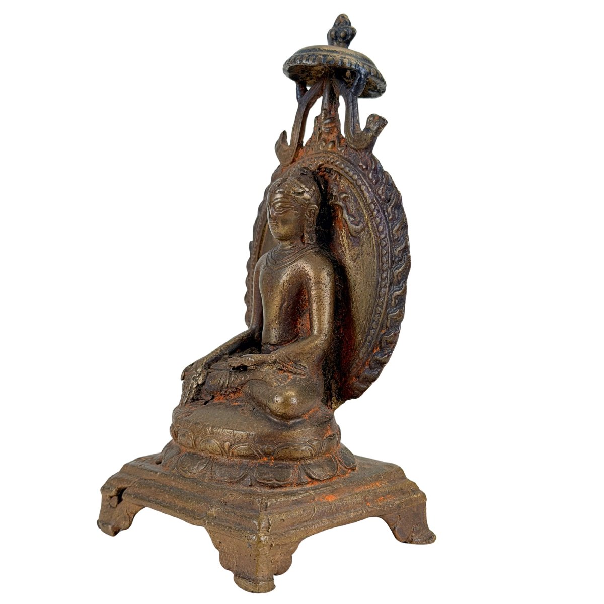 Bouddha Ratnasambhava indien en bronze – Renouveau du style Pala, XIXe siècle-photo-5