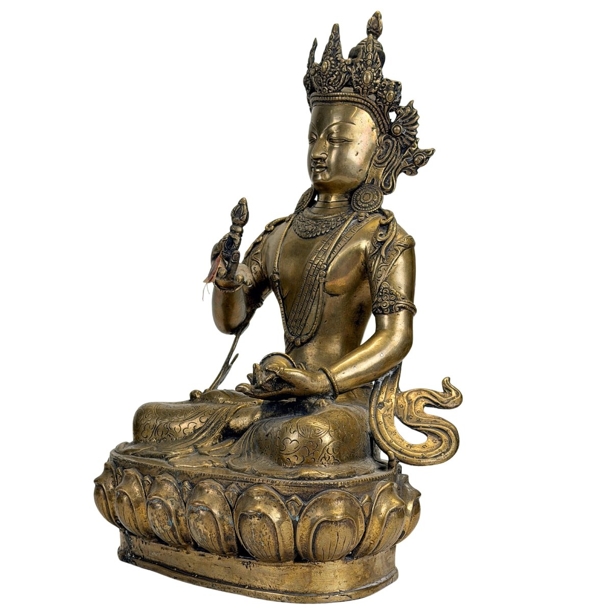 Tibetan Vajrasattva In Gilded Bronze – Newar Influence, 19th Century-photo-2