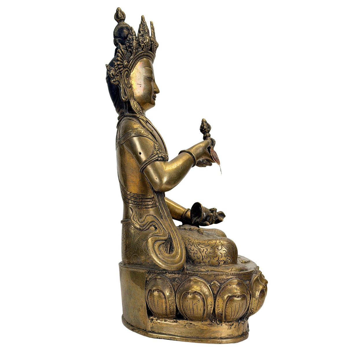 Tibetan Vajrasattva In Gilded Bronze – Newar Influence, 19th Century-photo-4
