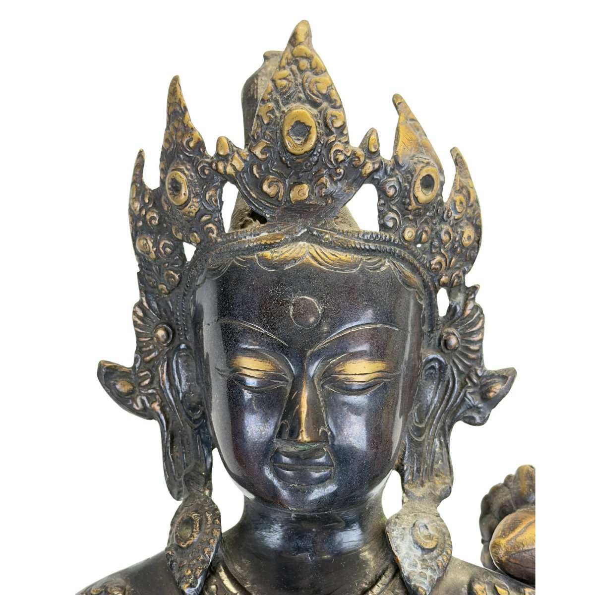 Nepalese Green Tara In Gilded Bronze – Kathmandu Valley, Newar Art, 19th Century-photo-2