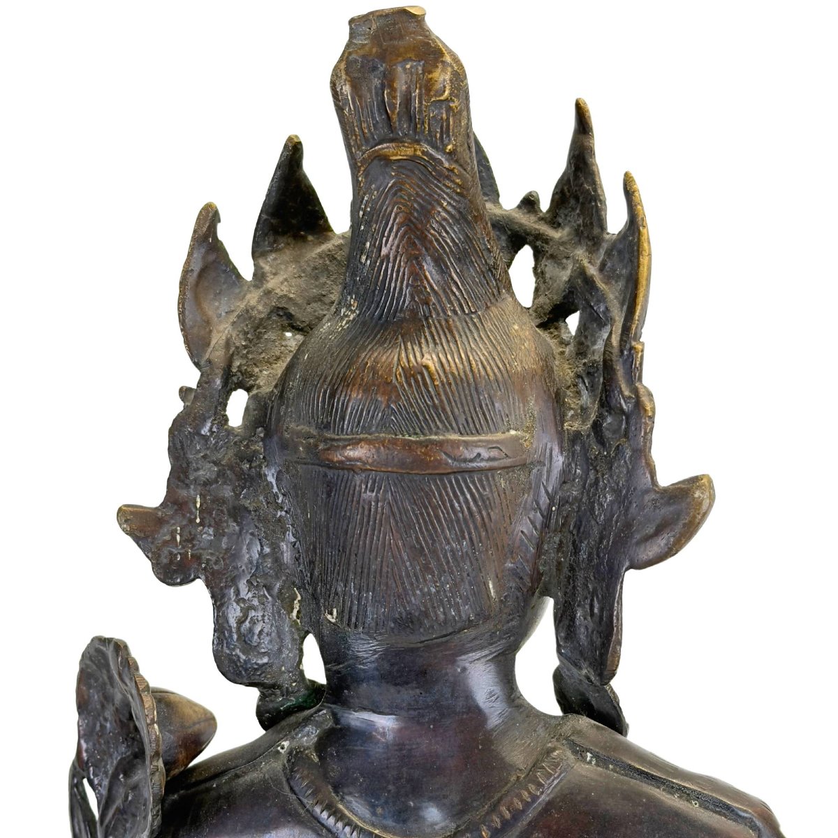 Nepalese Green Tara In Gilded Bronze – Kathmandu Valley, Newar Art, 19th Century-photo-5