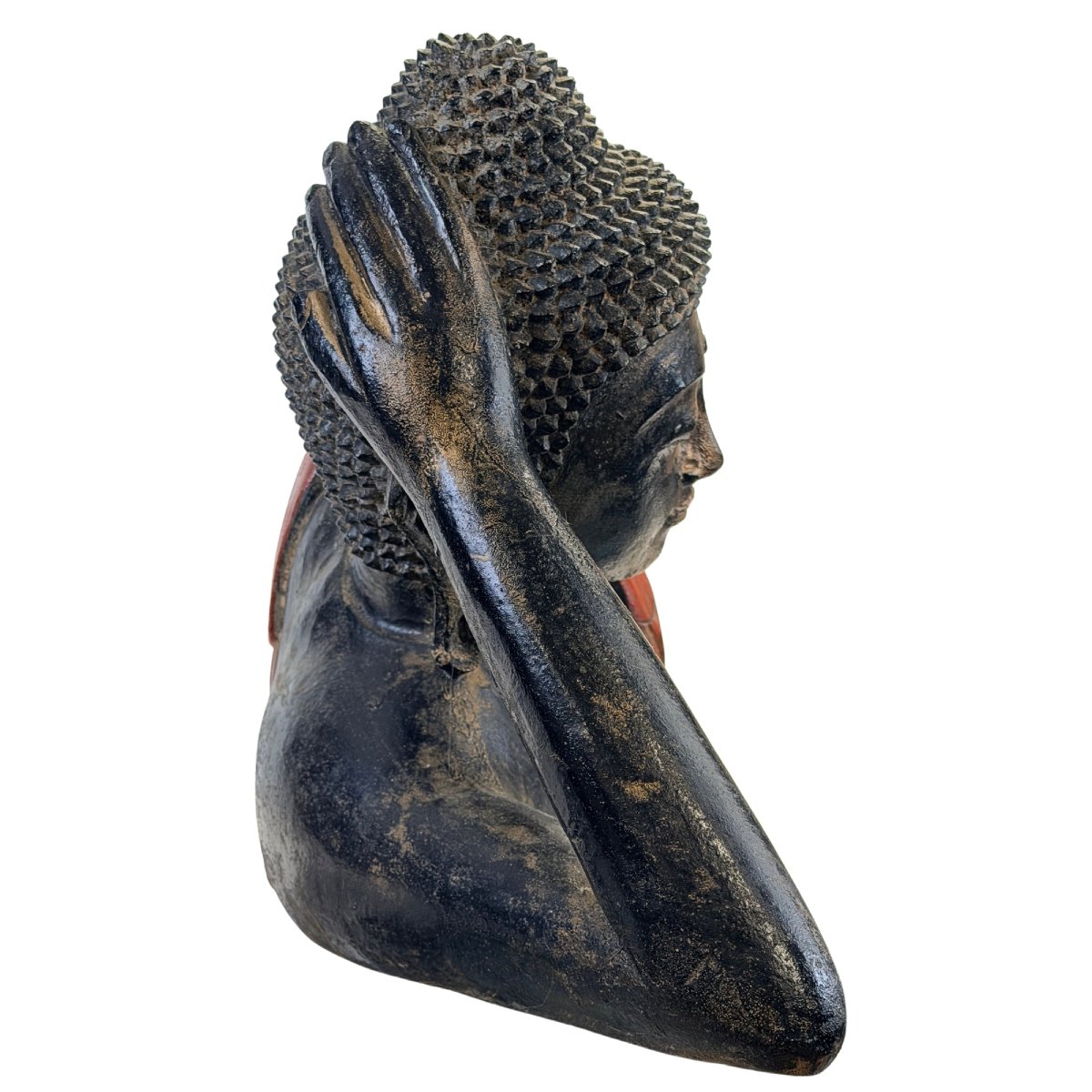 Reclining Burmese Buddha Made Of Lacquered And Polychrome Teak – 19th Century-photo-6