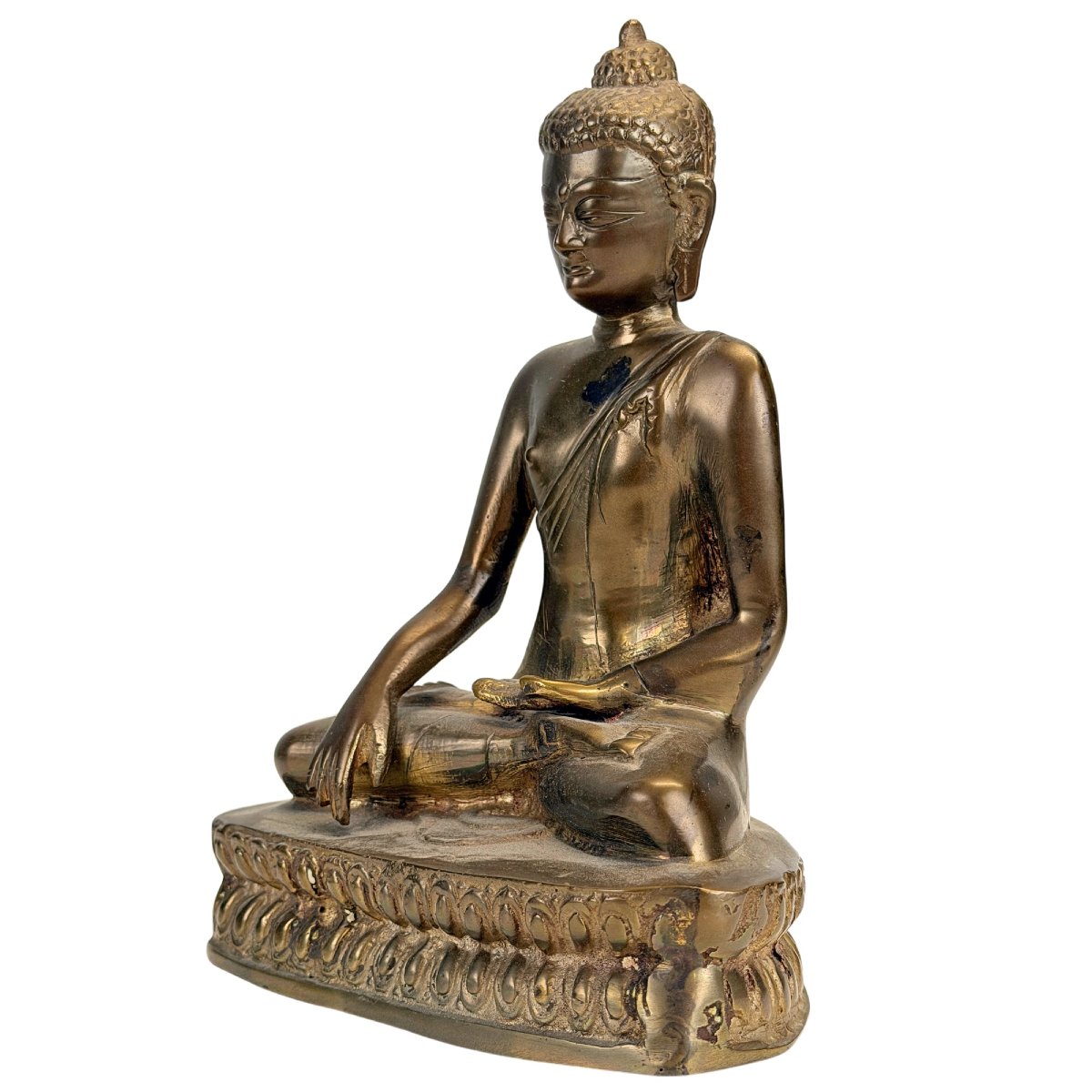 Bouddha tibétain en bronze à vestiges de dorure – Himalaya, XIXe siècle-photo-2
