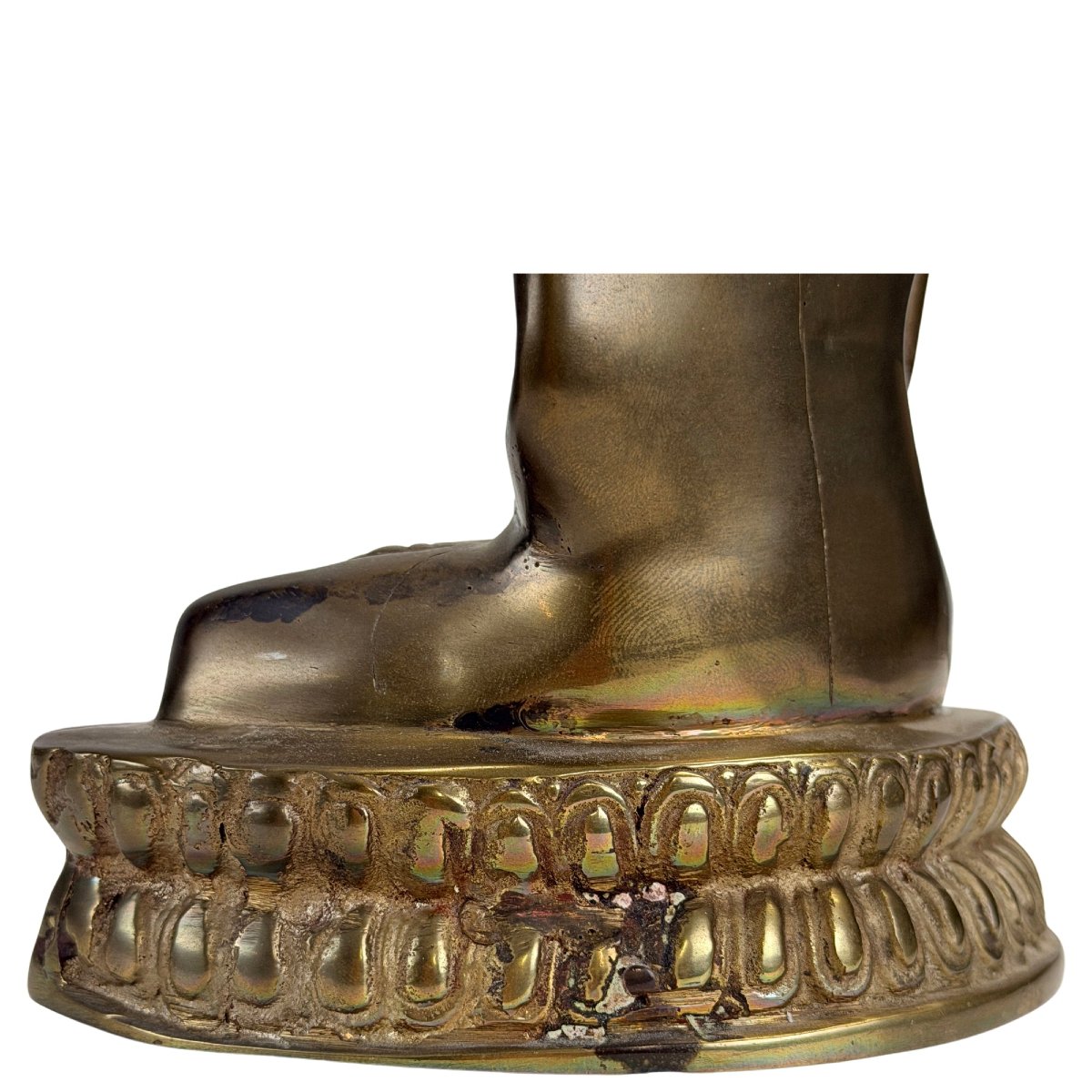 Bouddha tibétain en bronze à vestiges de dorure – Himalaya, XIXe siècle-photo-8