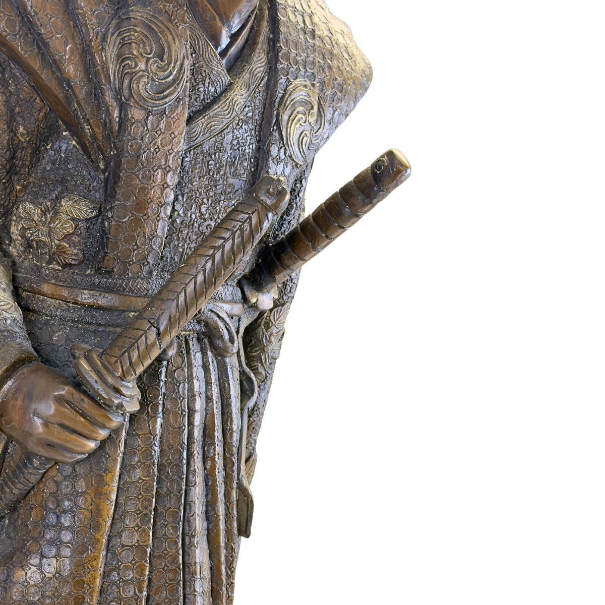 Samouraï japonais en bronze – Époque Meiji, XIXe siècle-photo-3