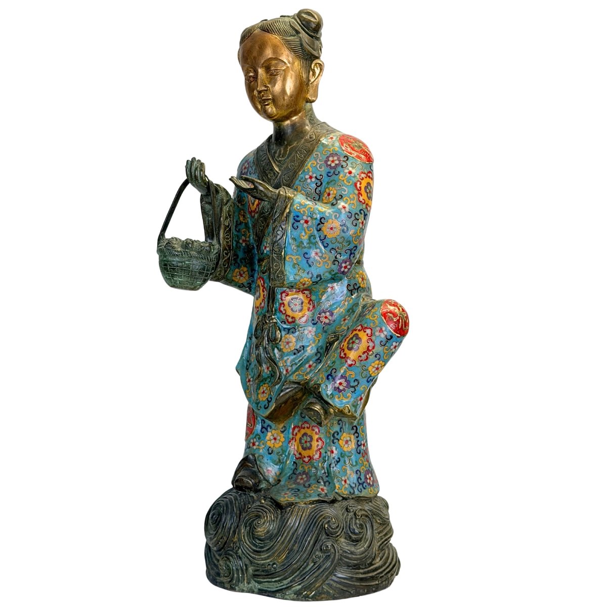 Lü Dongbin et Lan Caihe – Paire en cloisonné, Chine, dynastie Qing, XIXe siècle-photo-2