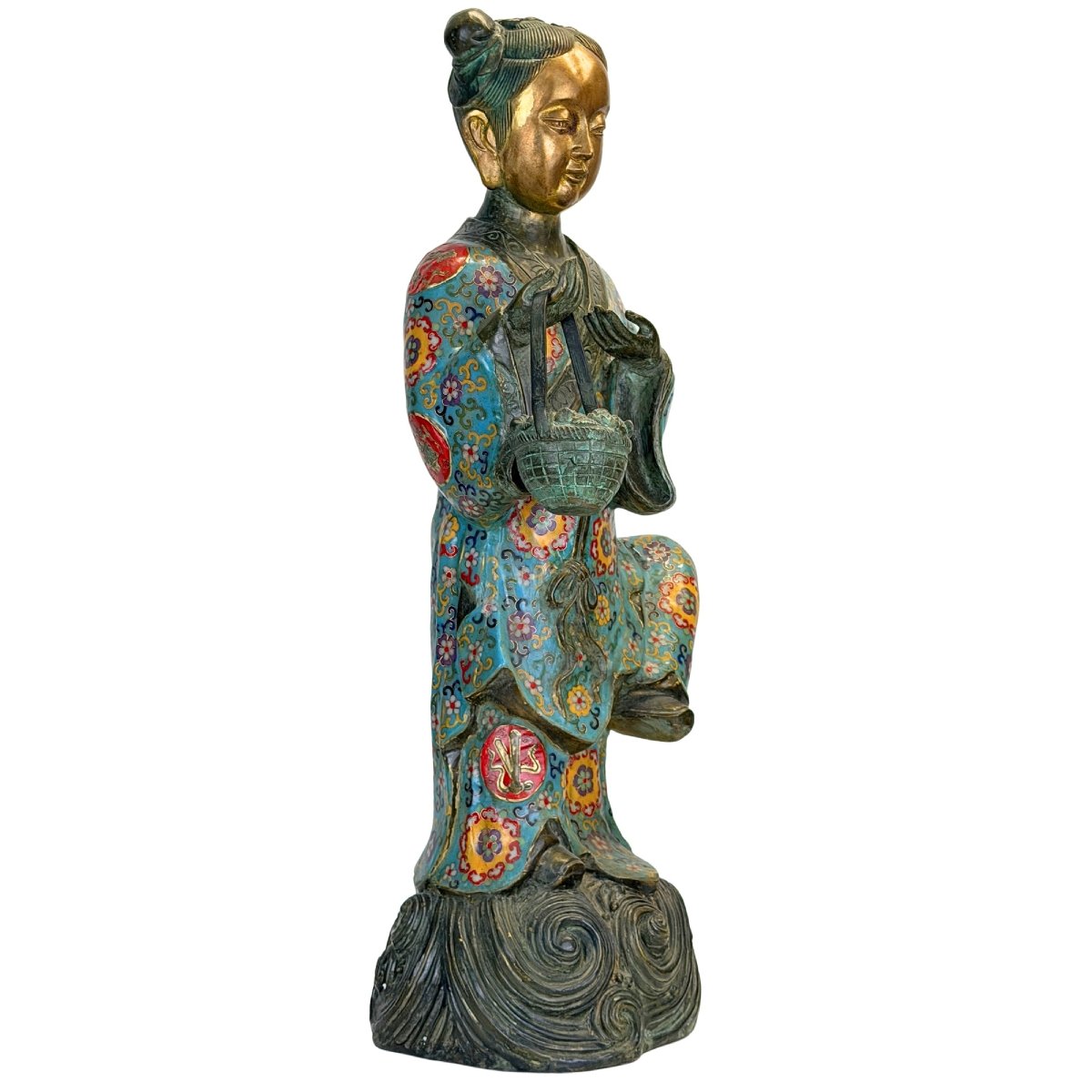Lü Dongbin et Lan Caihe – Paire en cloisonné, Chine, dynastie Qing, XIXe siècle-photo-3