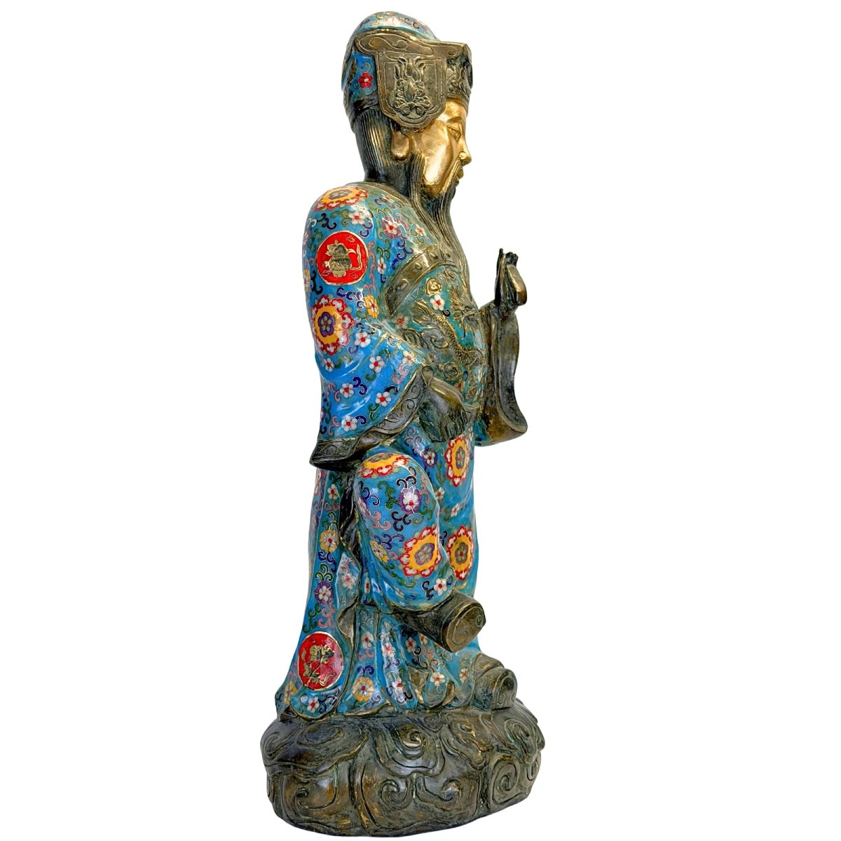Lü Dongbin et Lan Caihe – Paire en cloisonné, Chine, dynastie Qing, XIXe siècle-photo-4