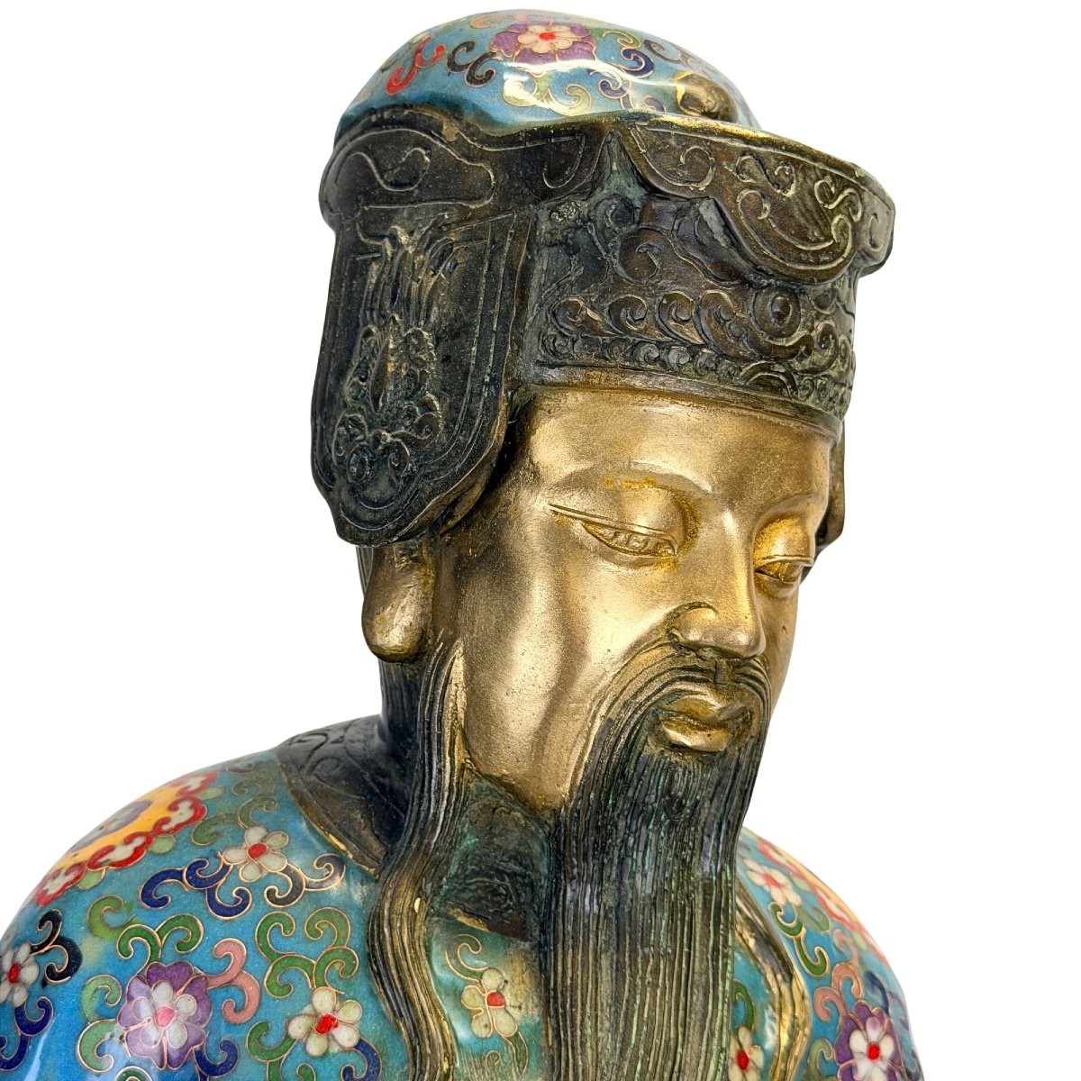 Lü Dongbin et Lan Caihe – Paire en cloisonné, Chine, dynastie Qing, XIXe siècle-photo-1
