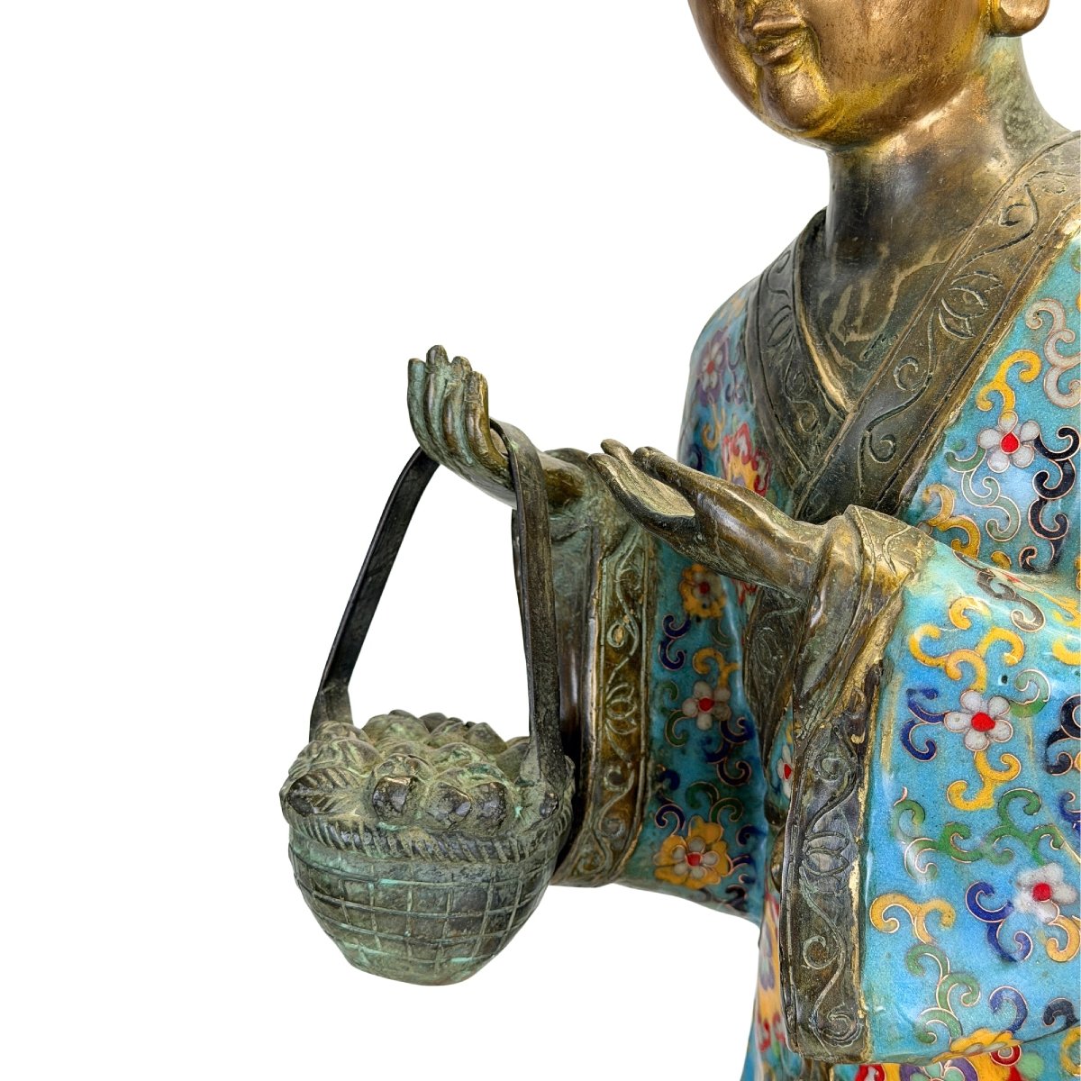 Lü Dongbin et Lan Caihe – Paire en cloisonné, Chine, dynastie Qing, XIXe siècle-photo-2