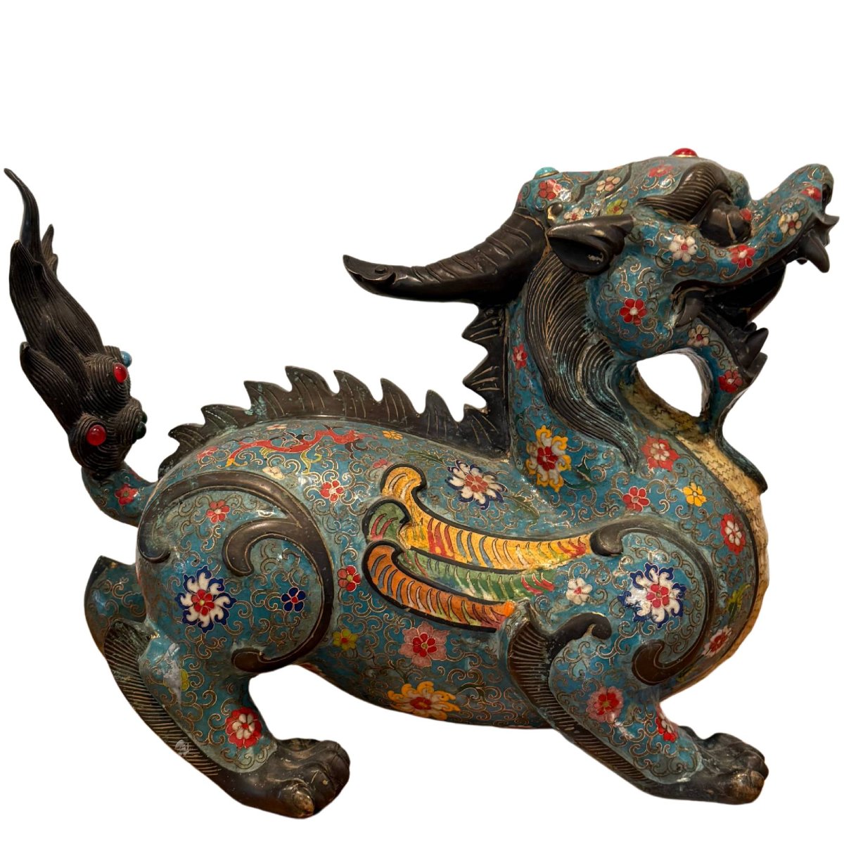 Paire de Pixiu en bronze et émaux cloisonnés – Chine, fin Qing, XIXe–début XXe siècle-photo-4