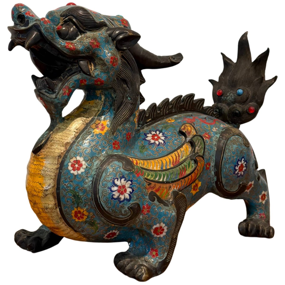 Paire de Pixiu en bronze et émaux cloisonnés – Chine, fin Qing, XIXe–début XXe siècle-photo-4