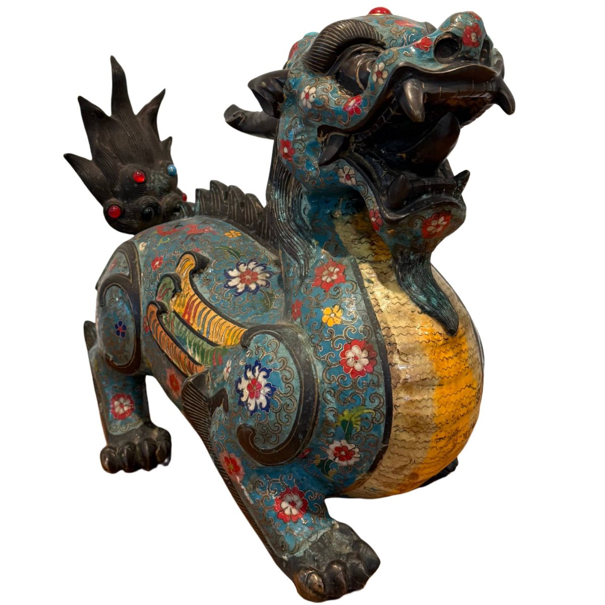 Paire de Pixiu en bronze et émaux cloisonnés – Chine, fin Qing, XIXe–début XXe siècle-photo-6
