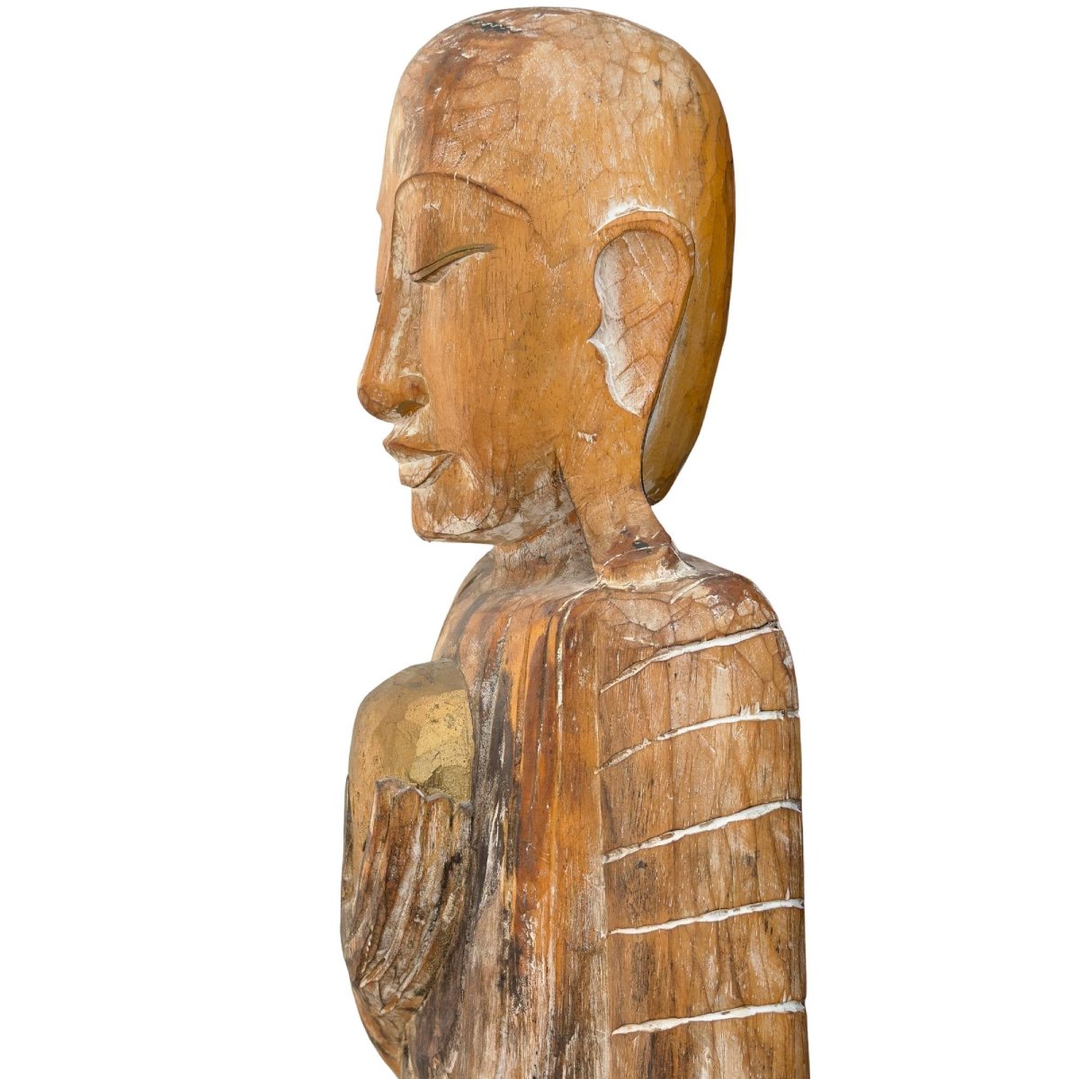 Arhat médicinal birman en teck – XVIIIe siècle, 151,5 cm-photo-5