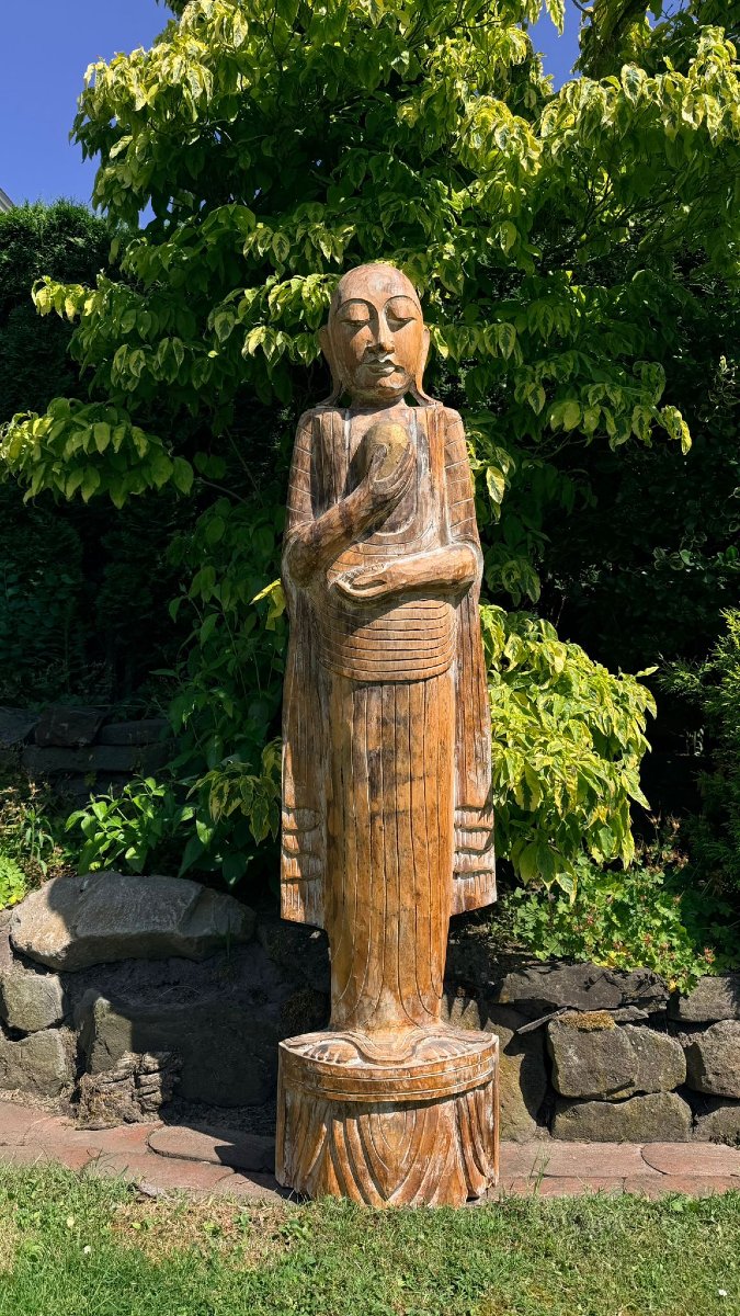 Arhat médicinal birman en teck – XVIIIe siècle, 151,5 cm-photo-8