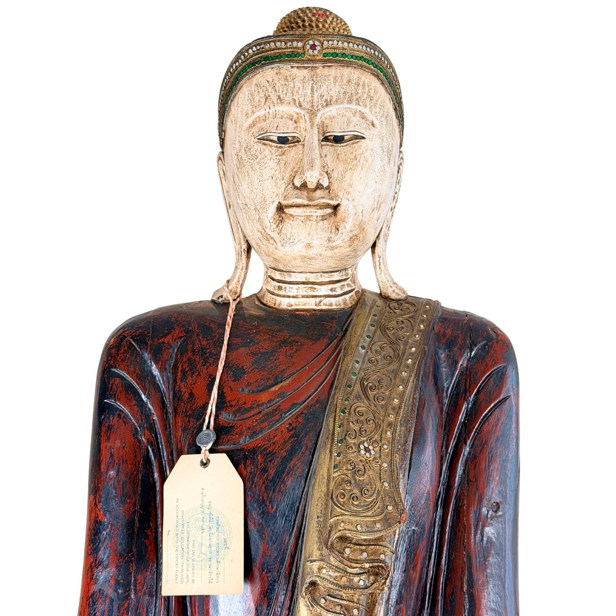 Bouddha birman debout en teck – Tradition de Mandalay, XIXe siècle-photo-2