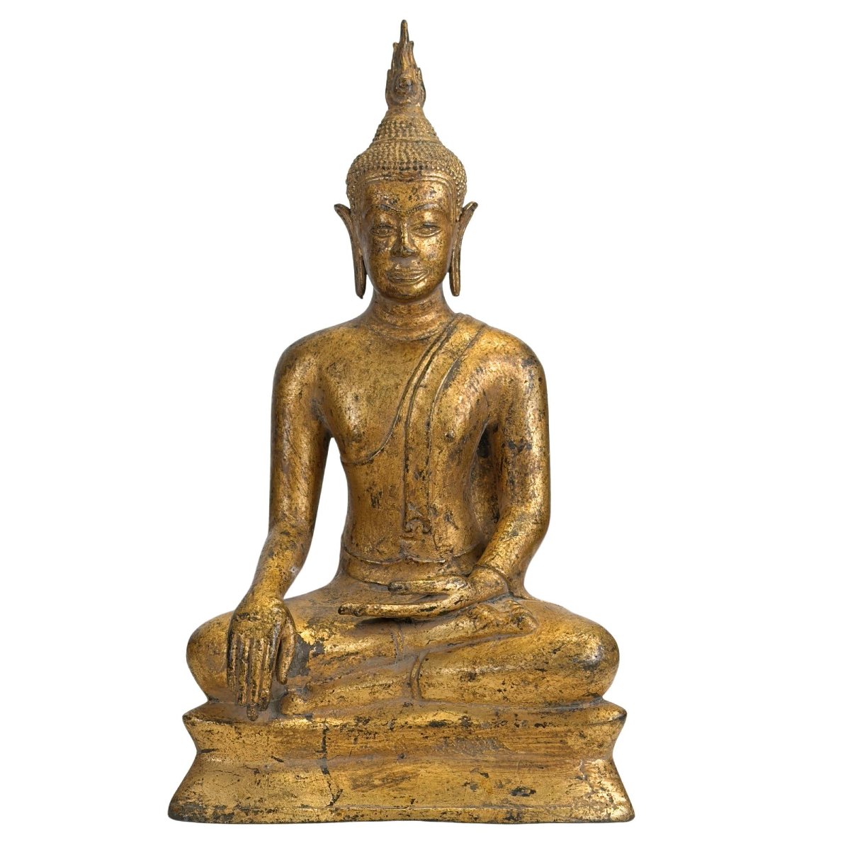 Bouddha thaï en bronze doré – Ayutthaya tardif, début Rattanakosin