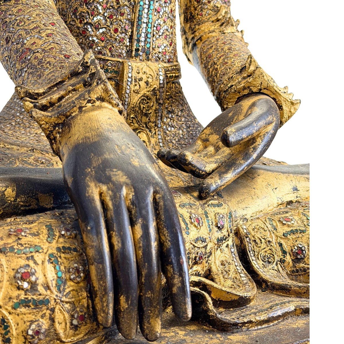 Royal Burmese Buddha Made Of Teak – Mandalay, Late 19th–early 20th Century-photo-3